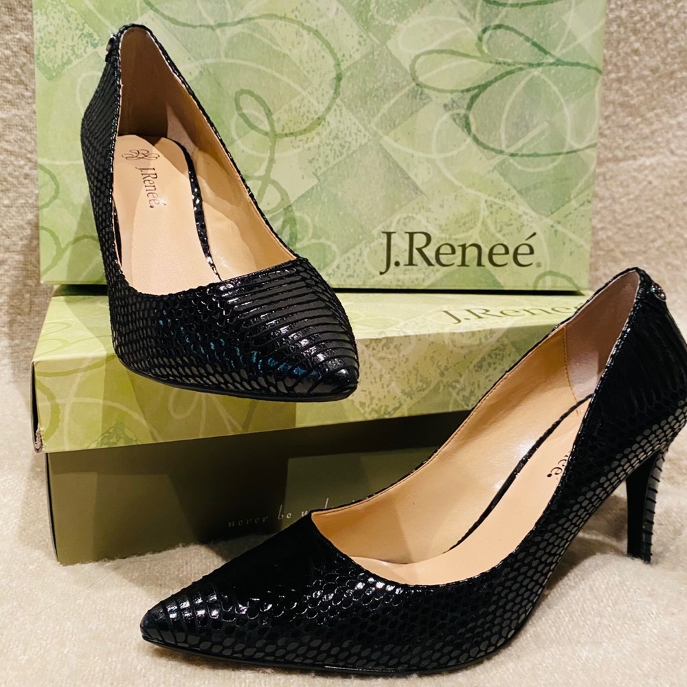J.Reneé Black Snakeskin Pumps